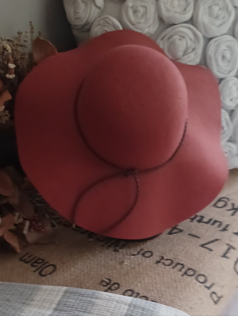 Wide Brim Women’s Floppy Sun Hat - Rust Red
